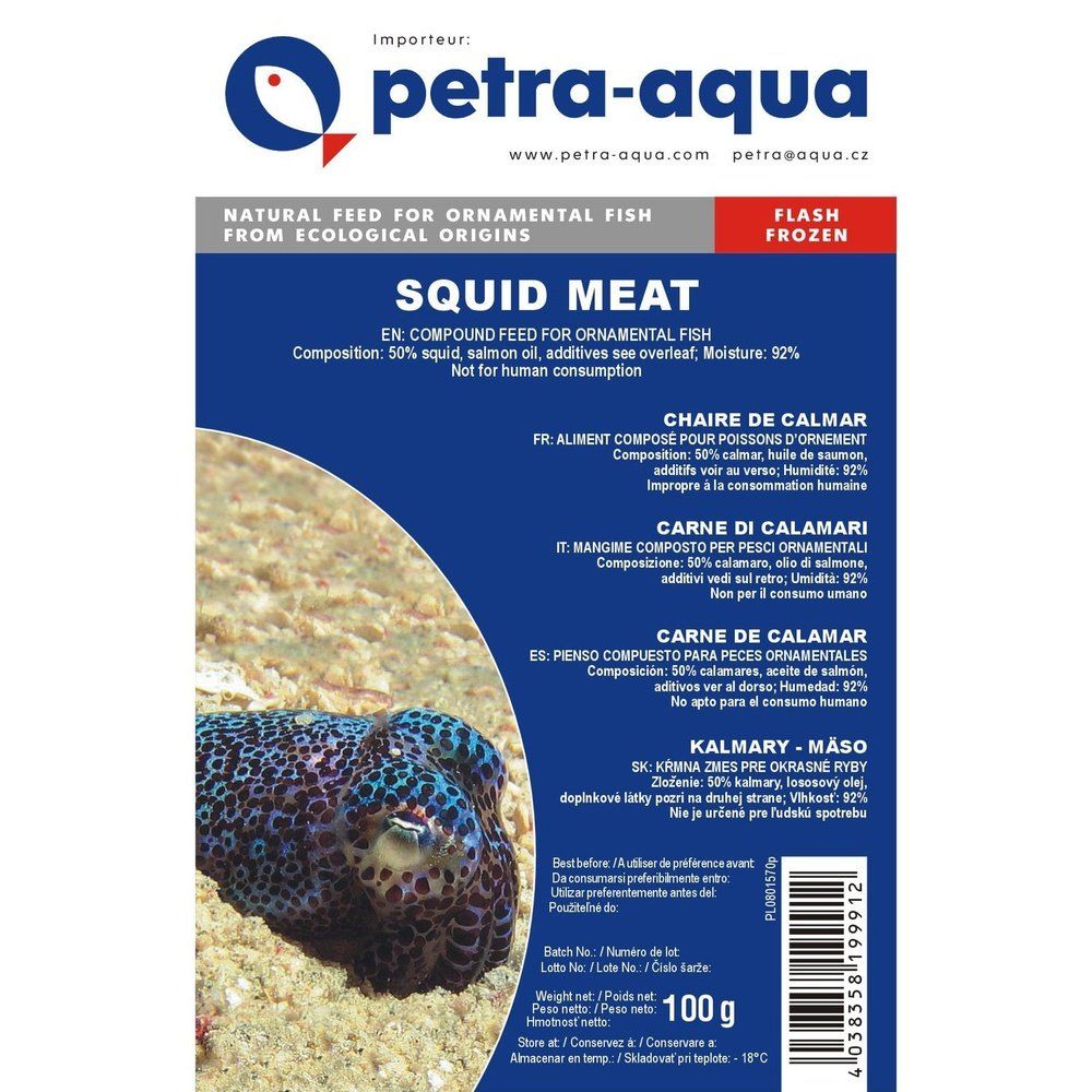 Hrană congelată pentru pești ornamentali, SQUID MEAT, blister, 100 g