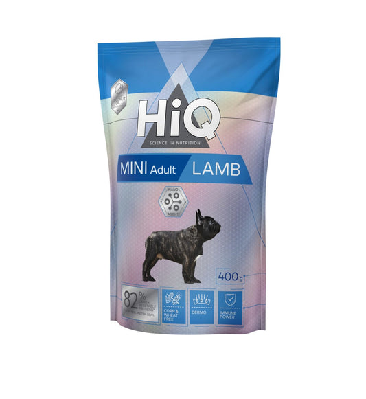 Hrana uscata pentru caini adulti de talie mica cu miel, HiQ Mini Adult, 400 g