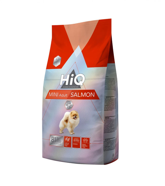 Hrana uscata pentru caini adult de talie mica pe baza de somon, HiQ Mini Adult Salmon, 7 kg