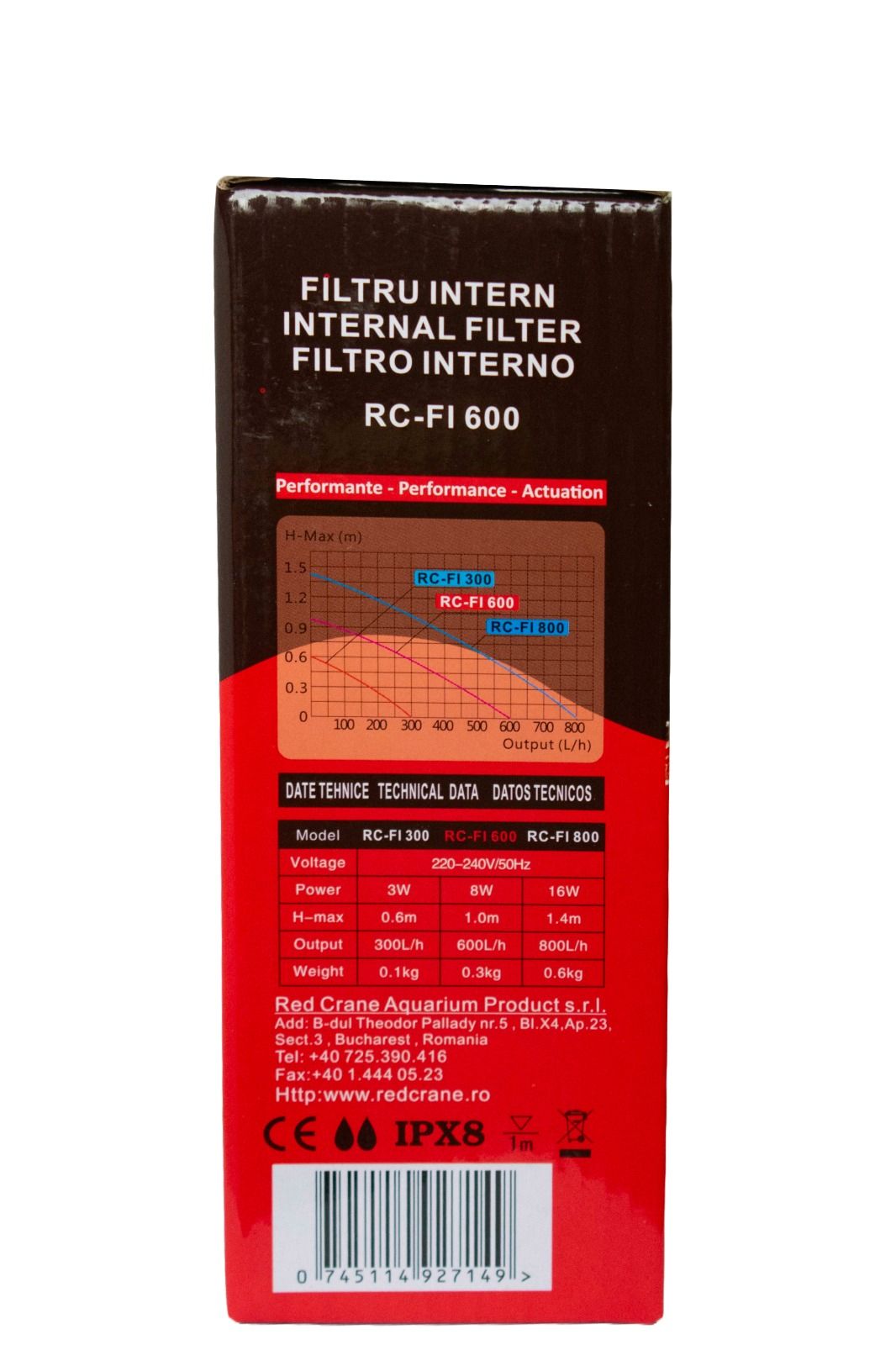 Filtru intern pentru acvarii RC-FI 600, Red Crane