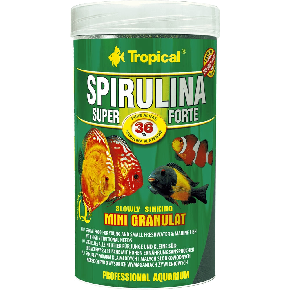 Hrană mini granulată cu conținut ridicat de spirulina (36%), Tropical Spirulina Super Forte Granulat, 56g/100ml