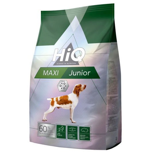 Hrana uscata pentru caini tineri de talie mare pe baza de carne de pasare. HiQ Maxi Junior, 11 kg