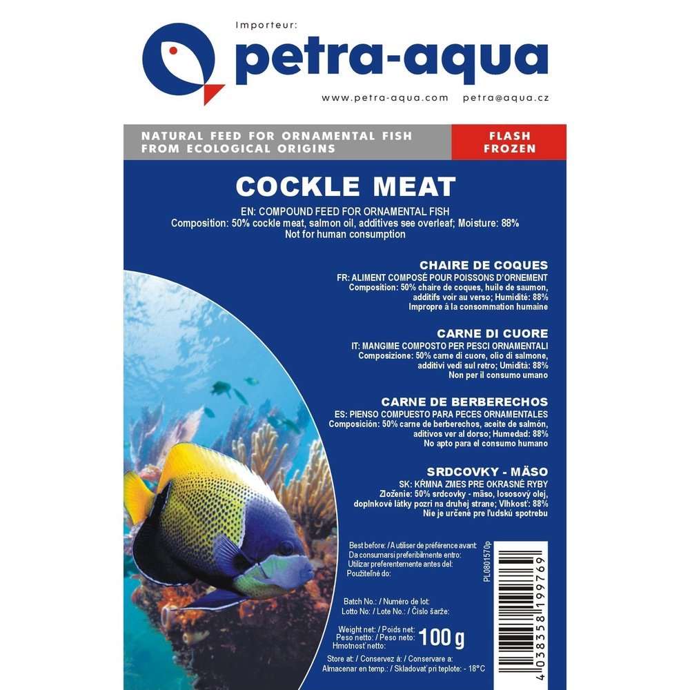 Petra-aqua Fish Food Hrană congelată pentru pești ornamentali, COCKLE MEAT, blister 100 g