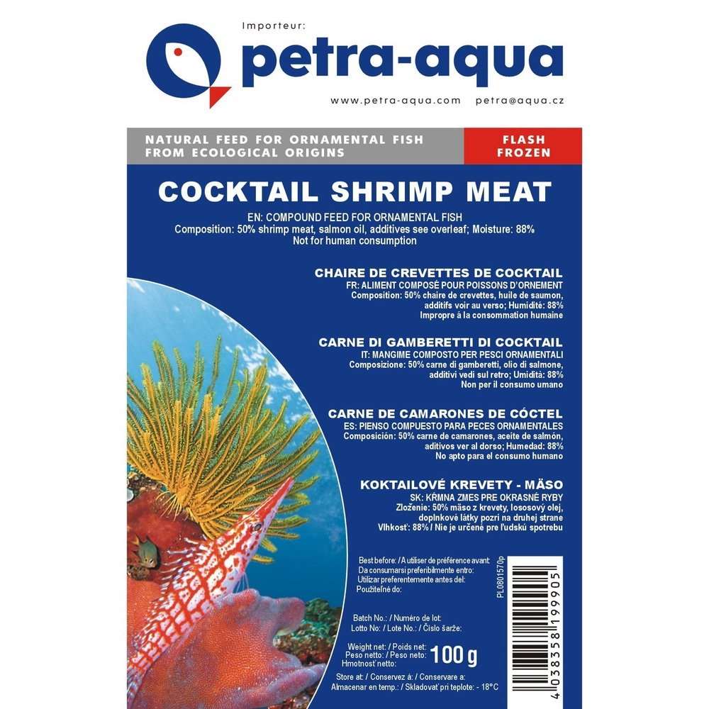 Petra-aqua Fish Food Hrană congelată pentru pești ornamentali, COCKTAIL SHRIMP MEAT, blister 100 g