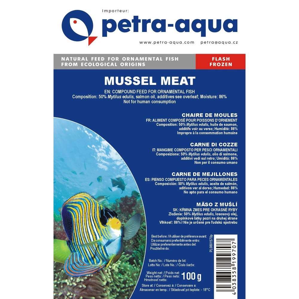 Petra-aqua Fish Food Hrană congelată pentru pești ornamentali, MUSSEL MEAT, blister 100 g