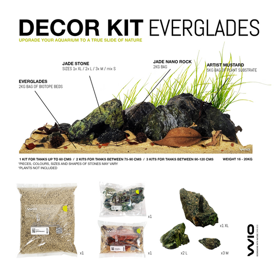 Kit complet cu substrat si pietre pentru decorul acvariului, Wio Everglades Decor Kit, 20 kg