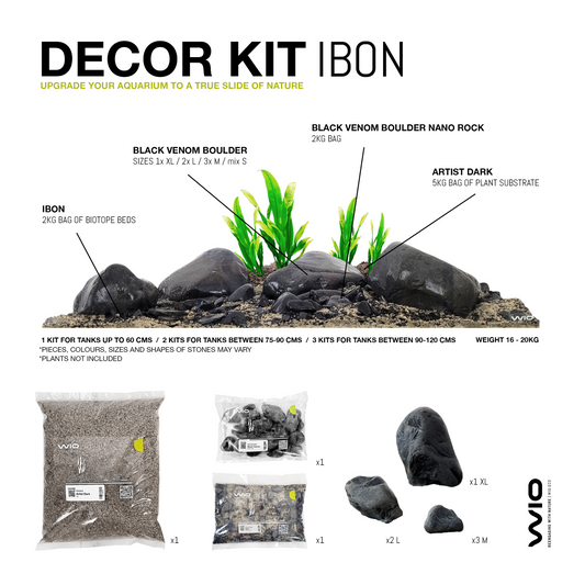 Kit complet cu substrat si pietre pentru decorul acvariului, Wio Ibon Decor Kit, 20 kg