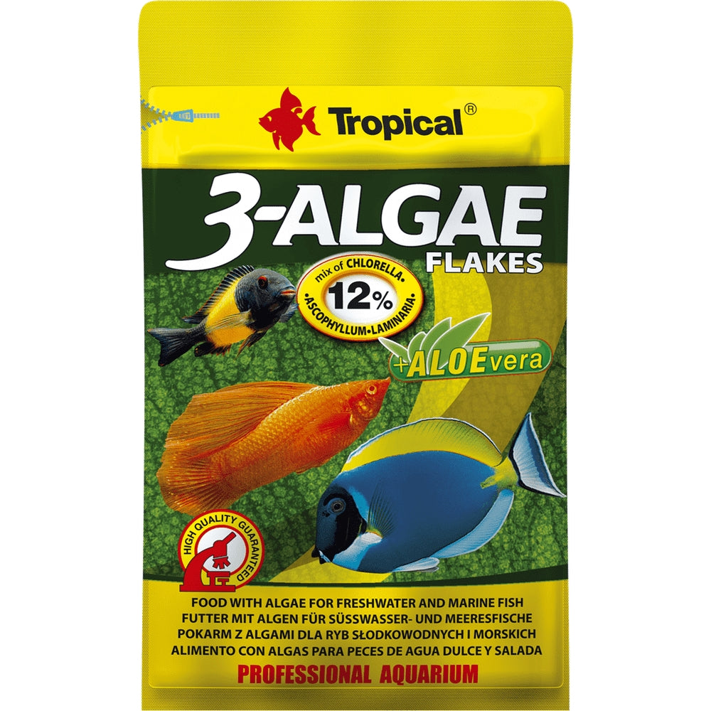 Hrană sub formă de fulgi pentru pești ierbivori, Tropical 3-Algae Flakes, pungă resigilabilă, 12 g