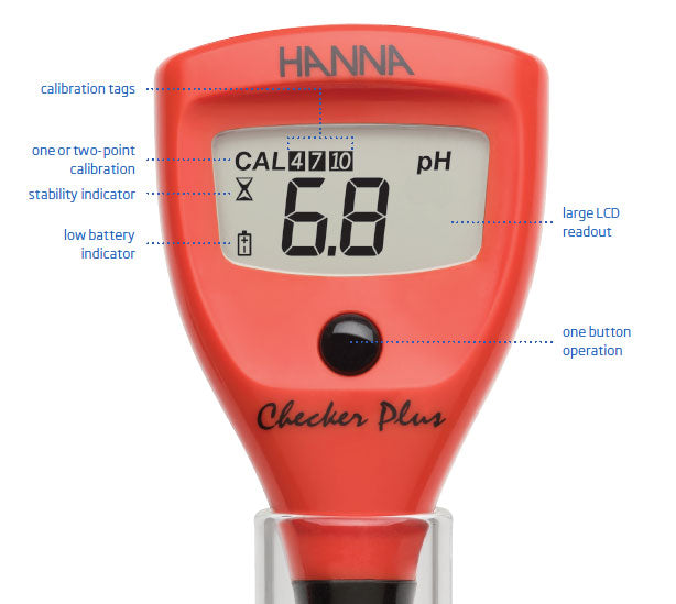 pH Tester, Hanna Checker® Plus Tester pH cu rezolutie 0.01 pH, electrod inlocuibil