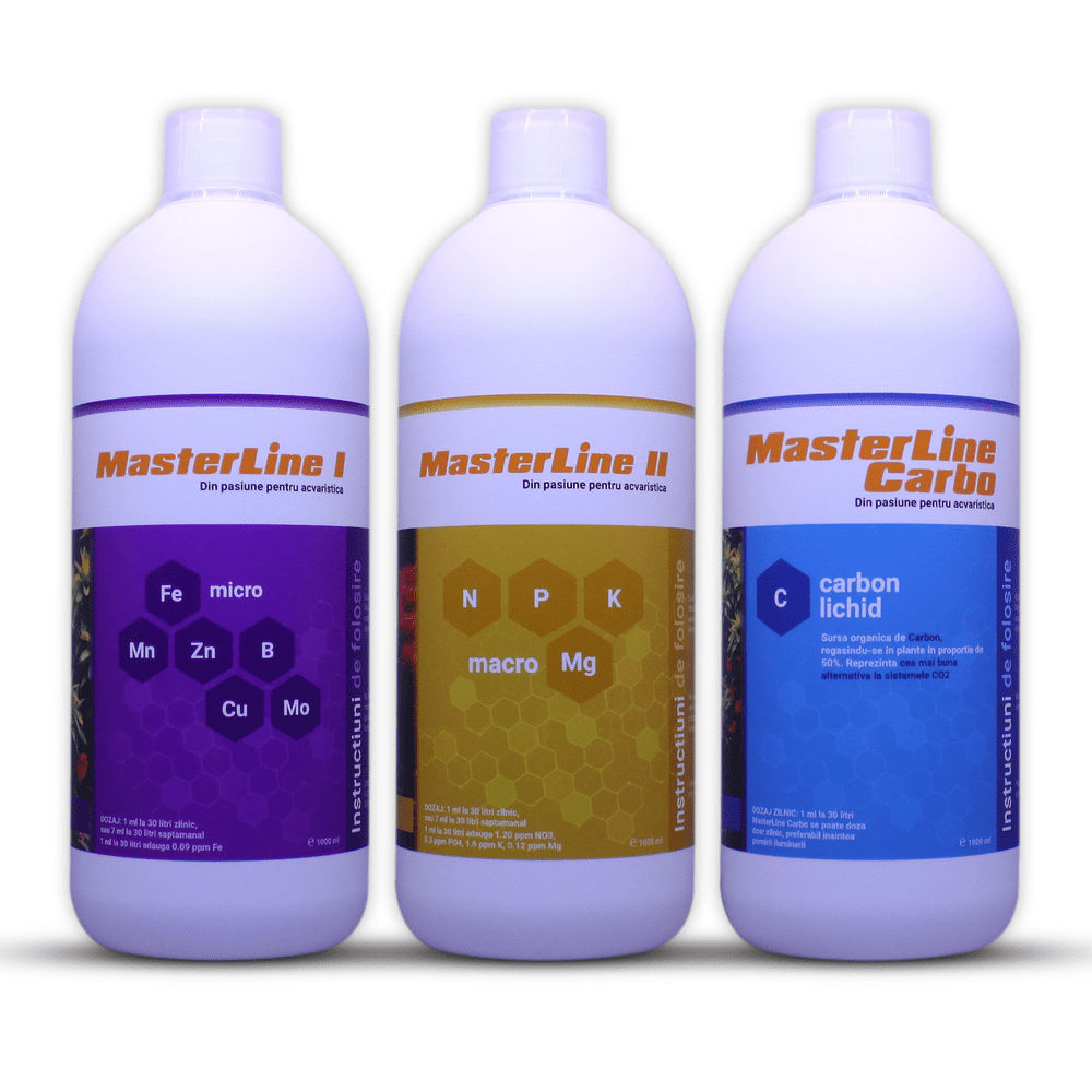 MasterLine Aquatic Plant Fertilizers Pachet fertilizanți plante de acvariu MasterLine I + MasterLine II + Carbo