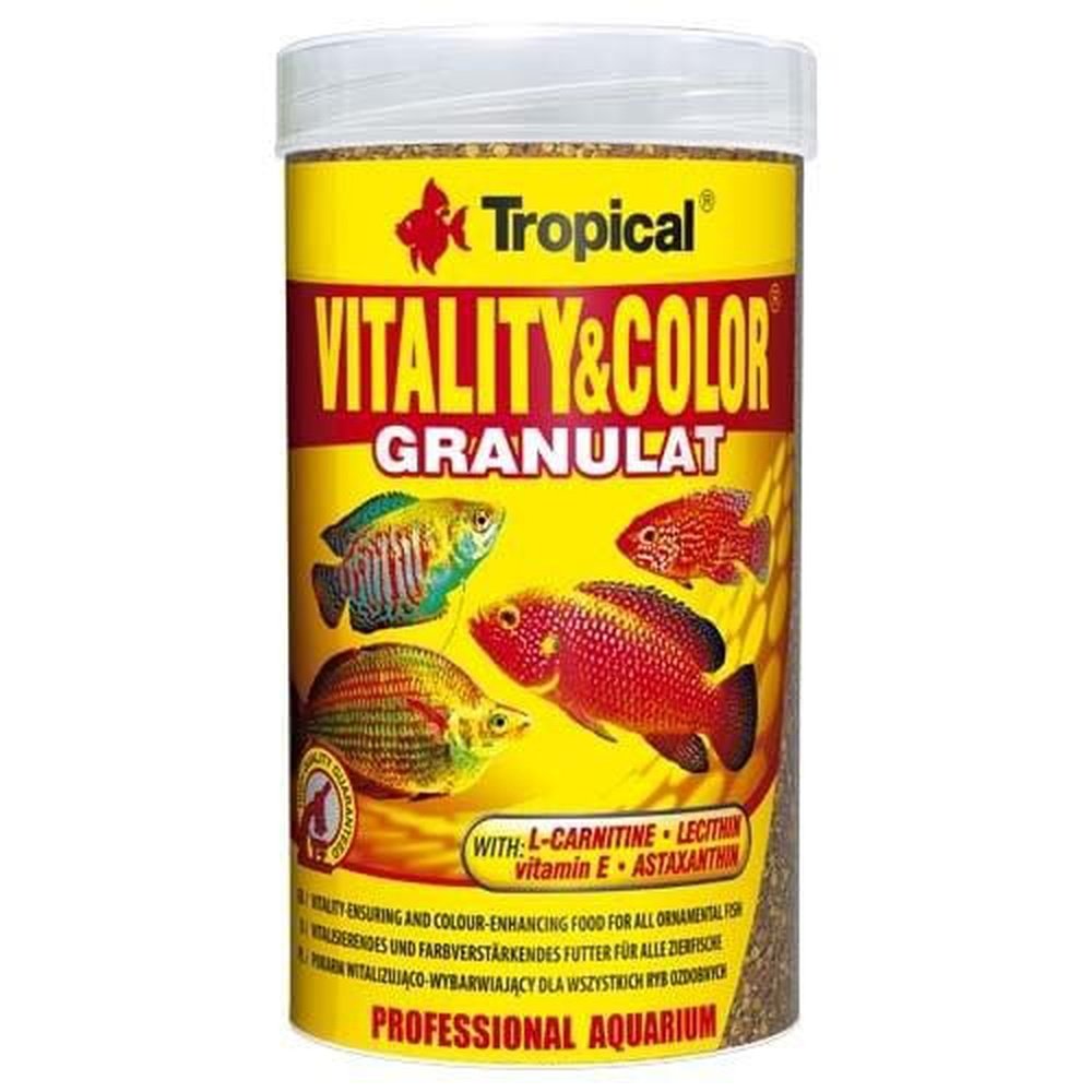 Tropical Fish Food Hrana pentru pești, pentru intensificarea culorii, Tropical Vitality & Color Granulat 138g/250ml